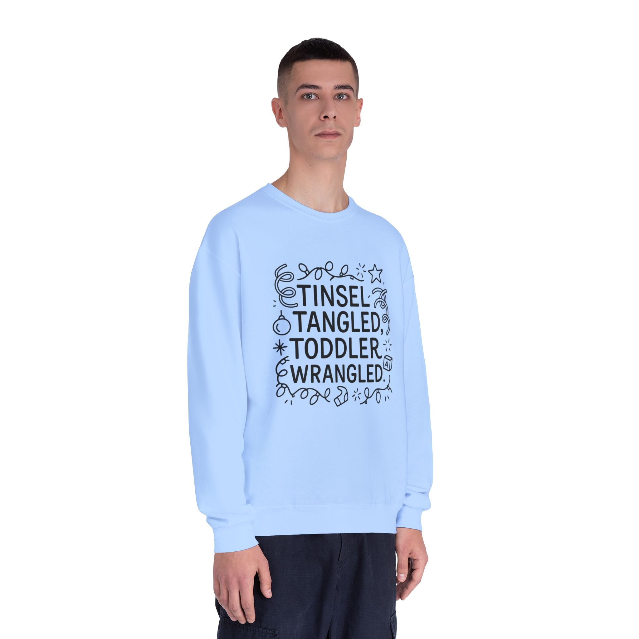 Festive Unisex Sweatshirt: Tinsel, Tangled, Toddler, Wrangled, Christmas Gift, Holiday Apparel, Cozy Wear, Family Fun