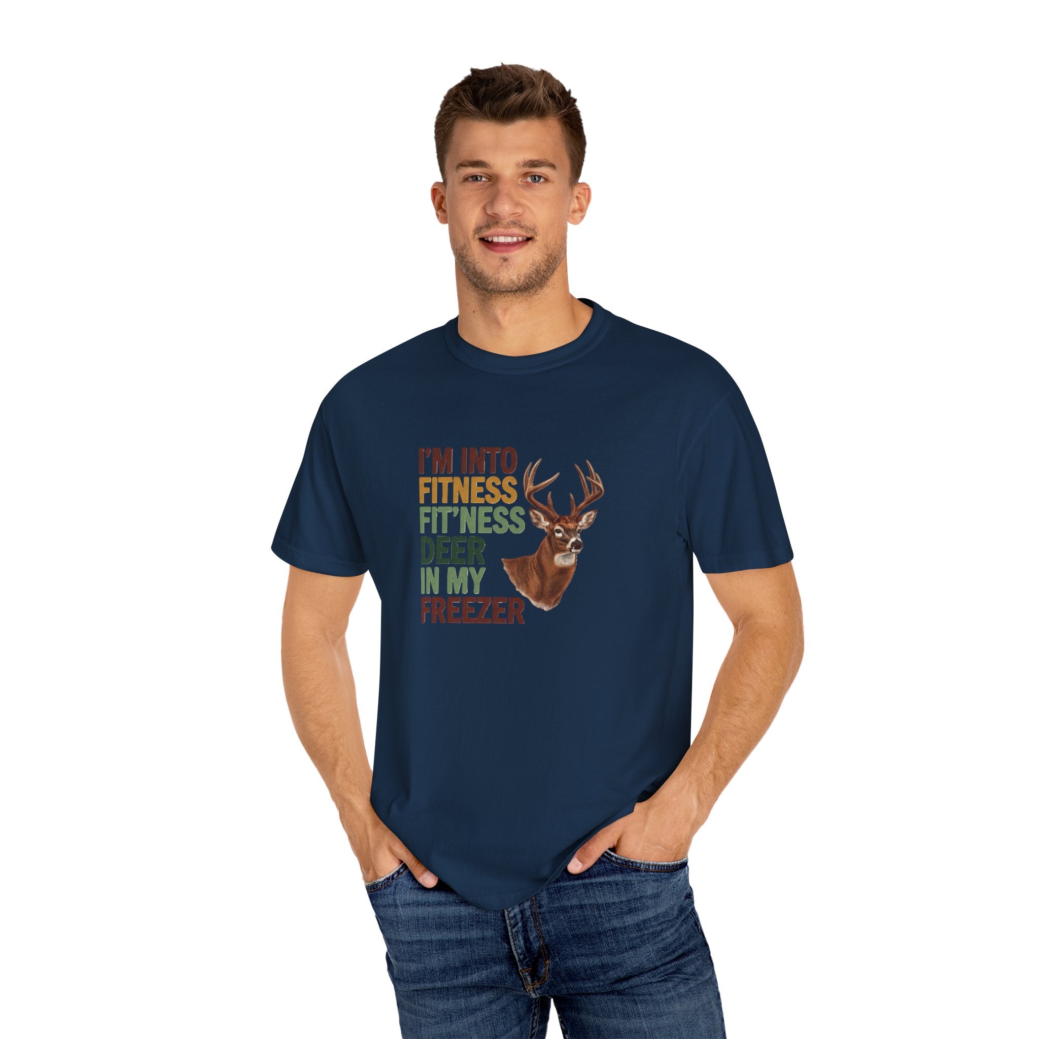 T-Shirt Funny Fitness Deer Into My Freezer Unisex Garment-Dyed