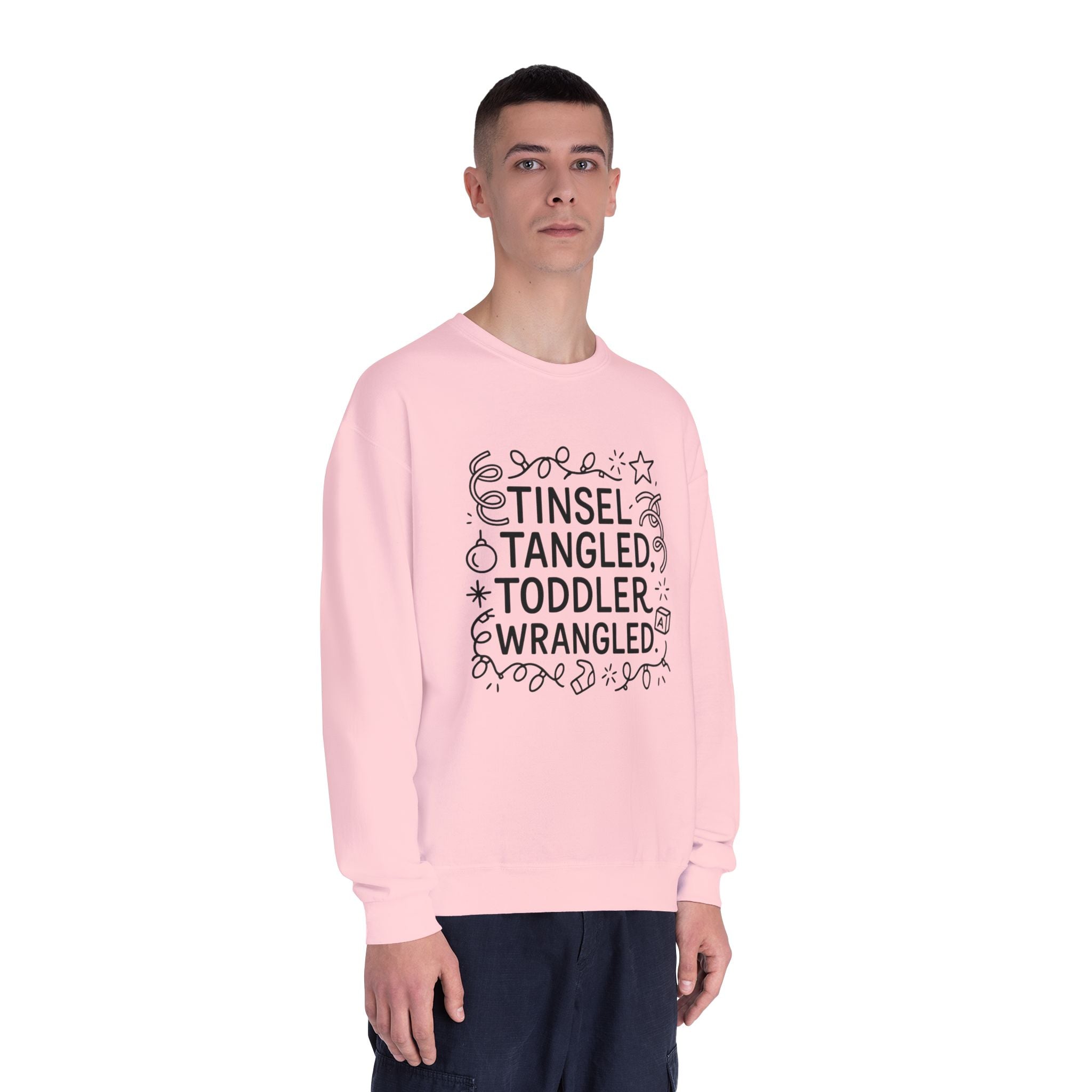 Festive Unisex Sweatshirt: Tinsel, Tangled, Toddler, Wrangled, Christmas Gift, Holiday Apparel, Cozy Wear, Family Fun