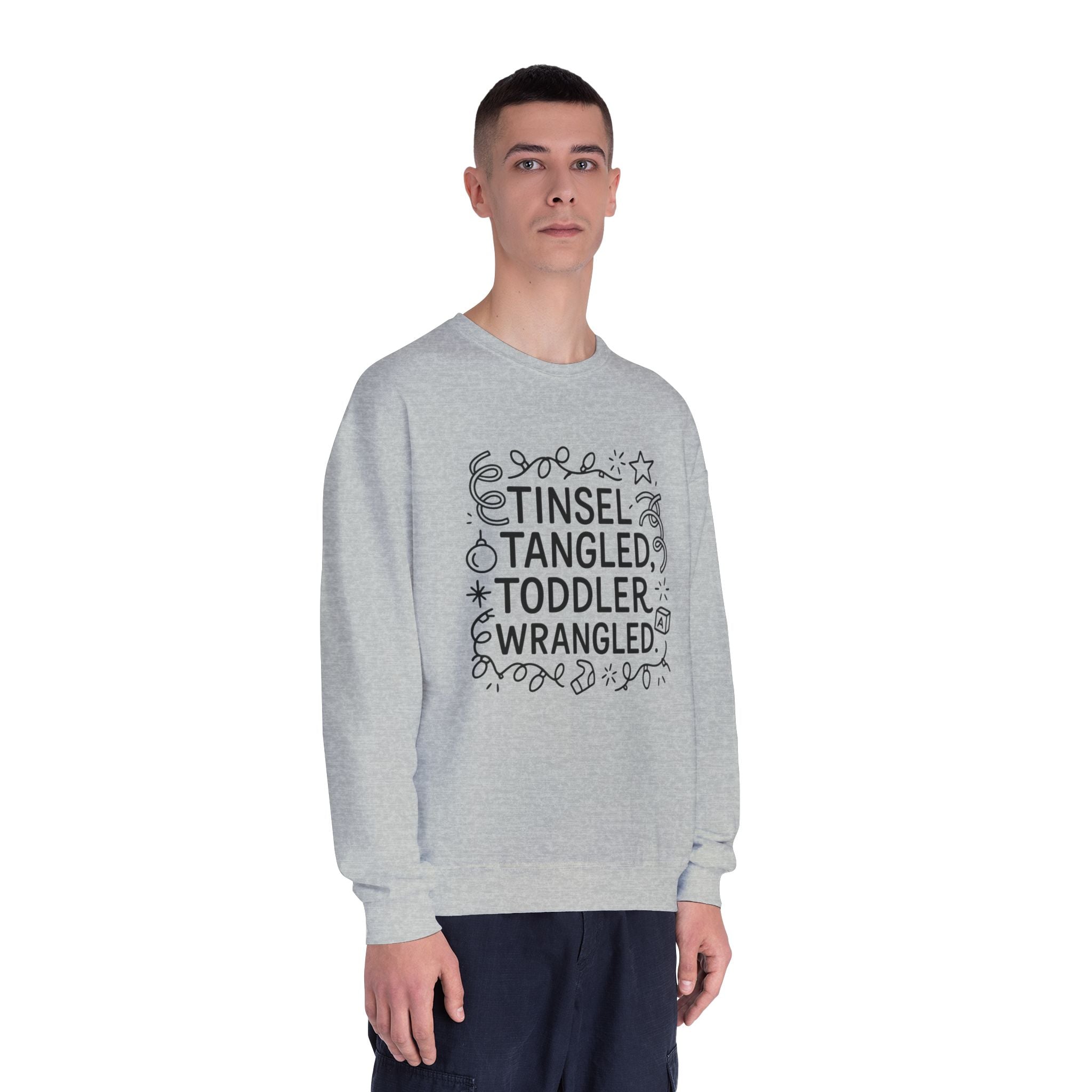 Festive Unisex Sweatshirt: Tinsel, Tangled, Toddler, Wrangled, Christmas Gift, Holiday Apparel, Cozy Wear, Family Fun