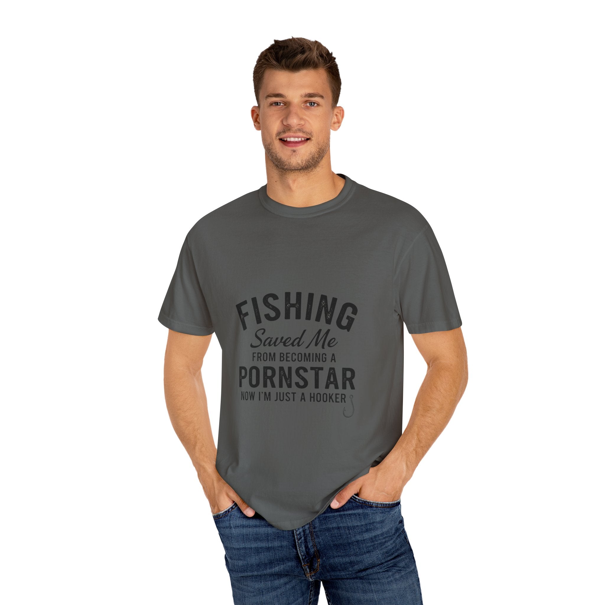 Fishing Saved Me Unisex T-shirt - I'm Just a Hooker Design