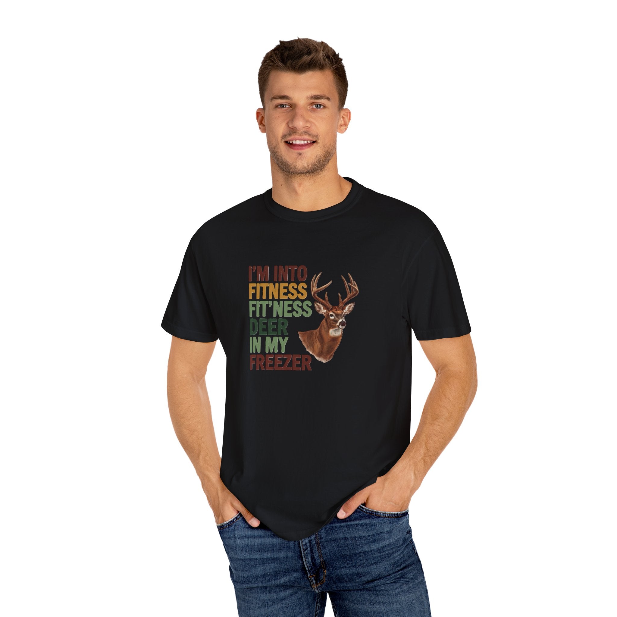 T-Shirt Funny Fitness Deer Into My Freezer Unisex Garment-Dyed