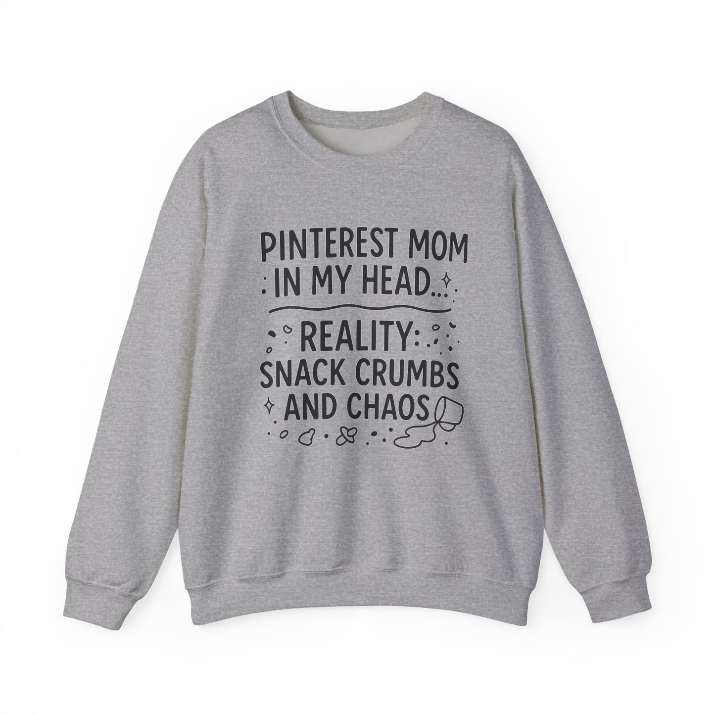 Pinterest Mom Sweatshirt - Reality Snack Crumbs and Chaos, Cozy Crewneck for Moms, Funny Gift, Casual Lounge Wear, Perfect for [...]