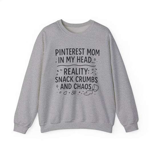 Pinterest Mom Sweatshirt - Reality Snack Crumbs and Chaos, Cozy Crewneck for Moms, Funny Gift, Casual Lounge Wear, Perfect for [...]
