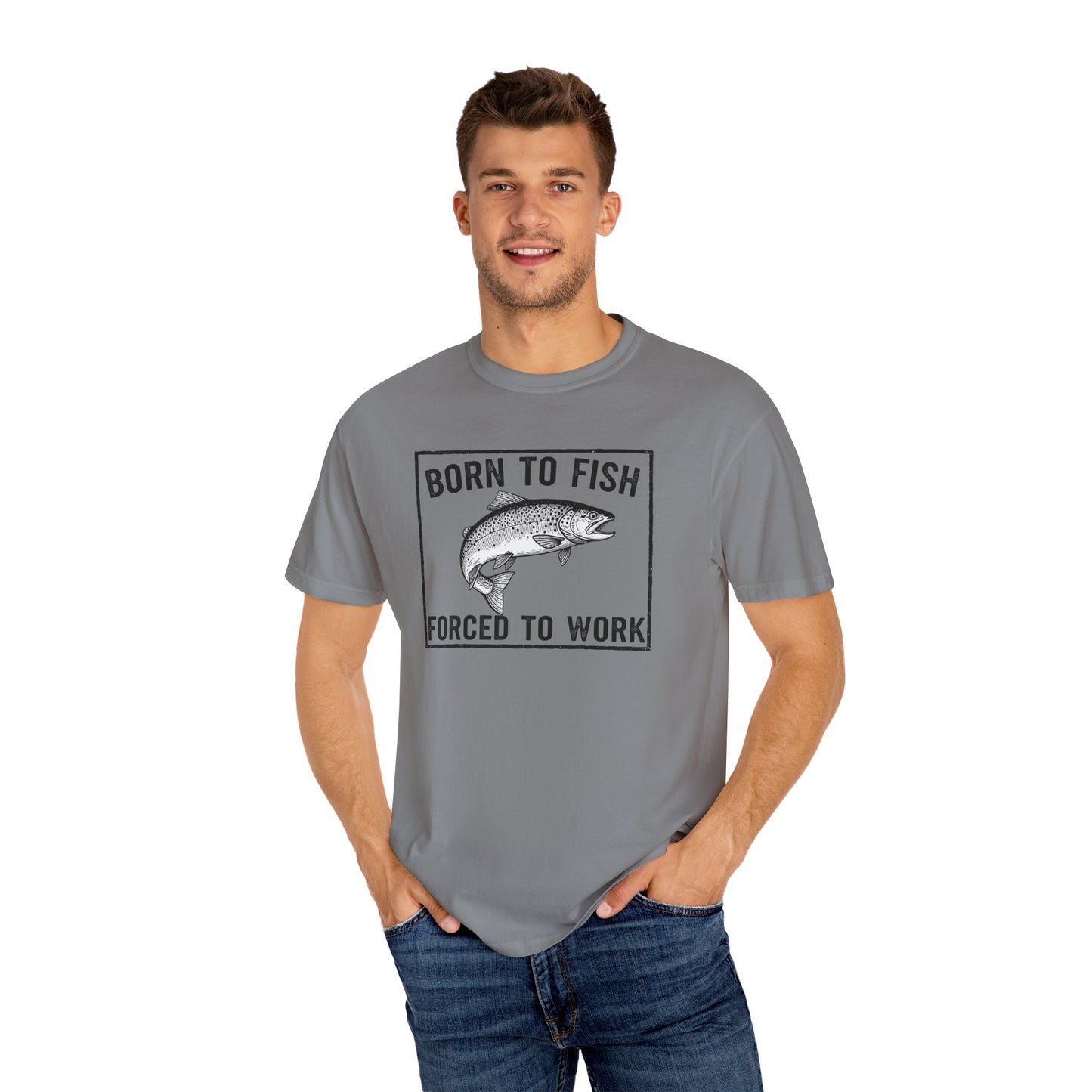 Fishing Enthusiast T-Shirt - 'Born to Fish, Forced to Work'