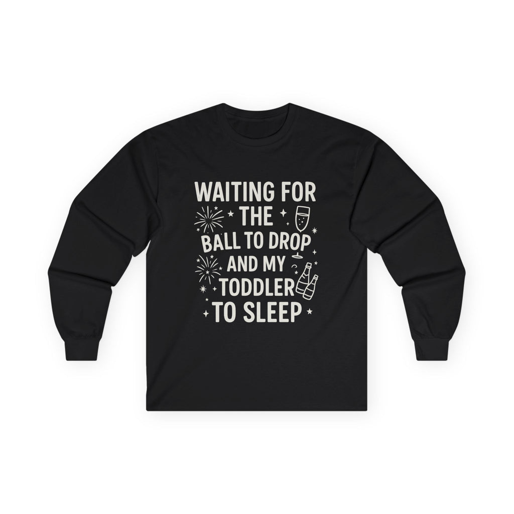 New Year's Family Long Sleeve Tee, Toddler Sleep Humor Shirt, Holiday Celebration Top, Unisex Christmas Gift, New Year Bingo Tee