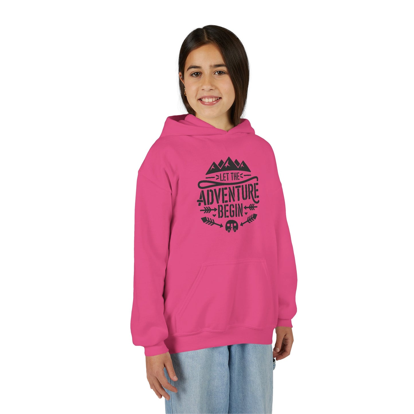 Youth Hoodie – "Let The Adventure Begin" Outdoor Graphic Sweatshirt