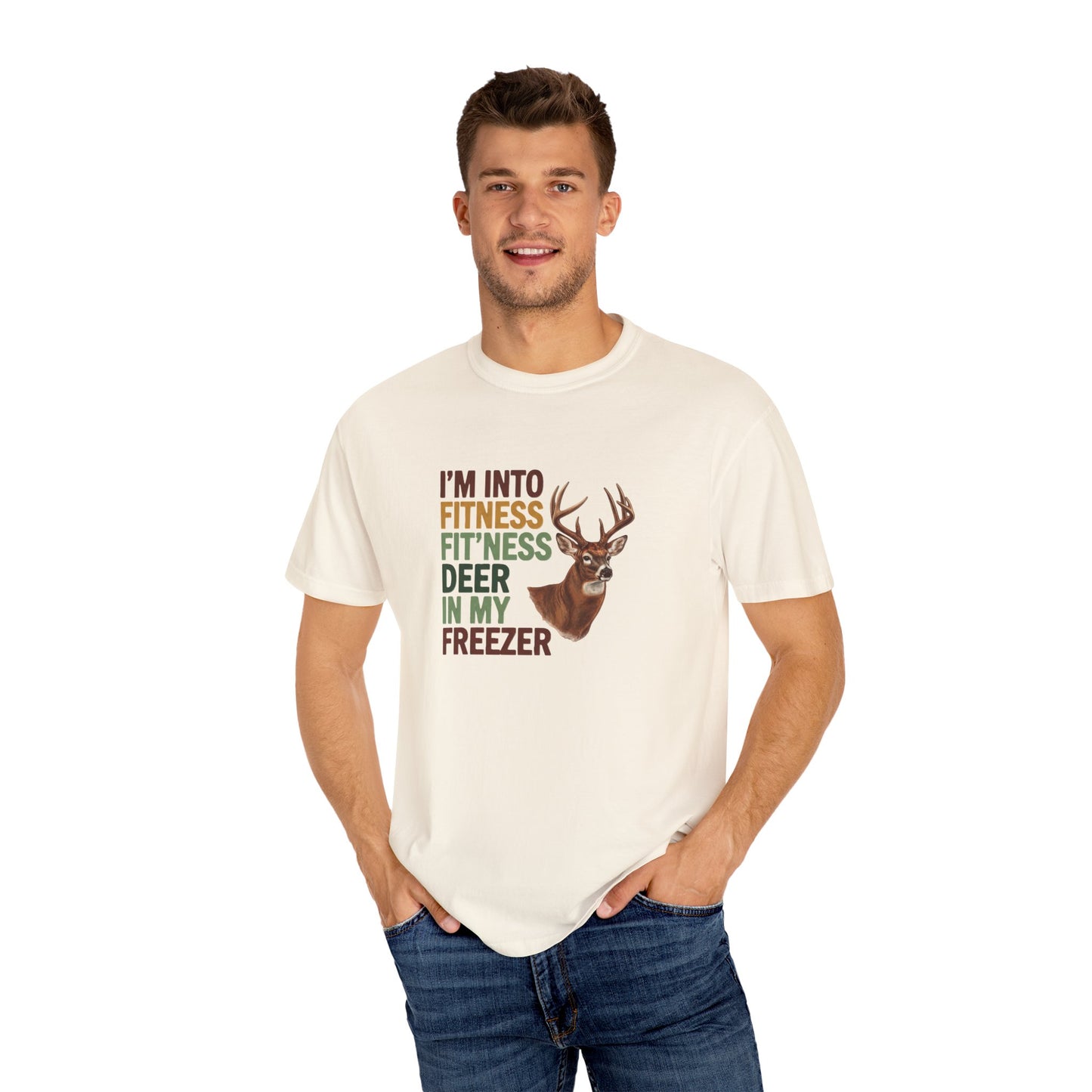 T-Shirt Funny Fitness Deer Into My Freezer Unisex Garment-Dyed