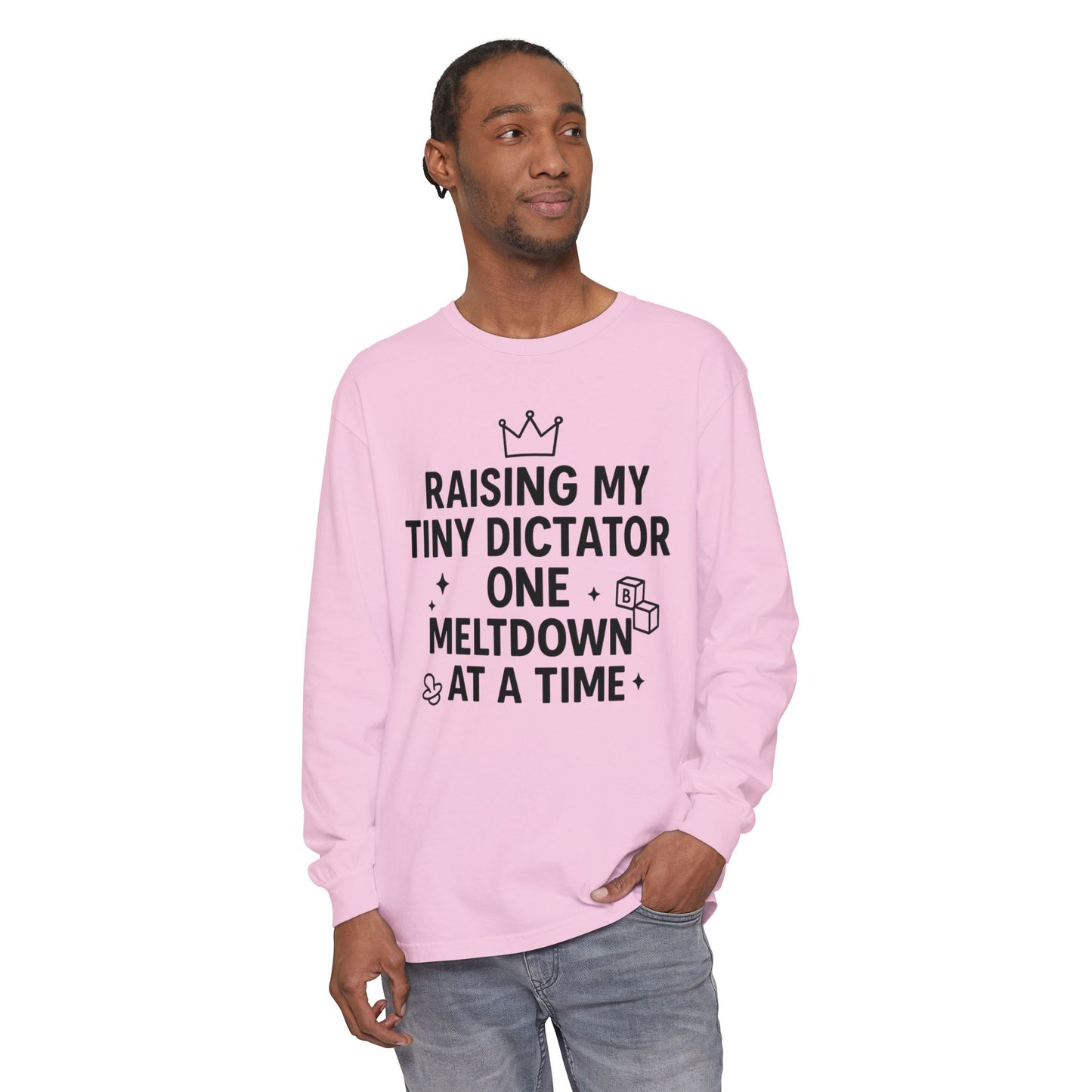 Raising My Tiny Dictator Long Sleeve T-Shirt, Gift for Moms, Parenting Humor, Funny Family Tee, Casual Wear, Baby Shower Gift