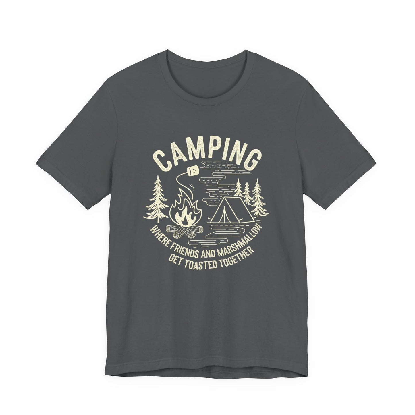 Camping T-Shirt — "Where Friends and Marshmallows Get Toasted Together" Retro Campfire Tee