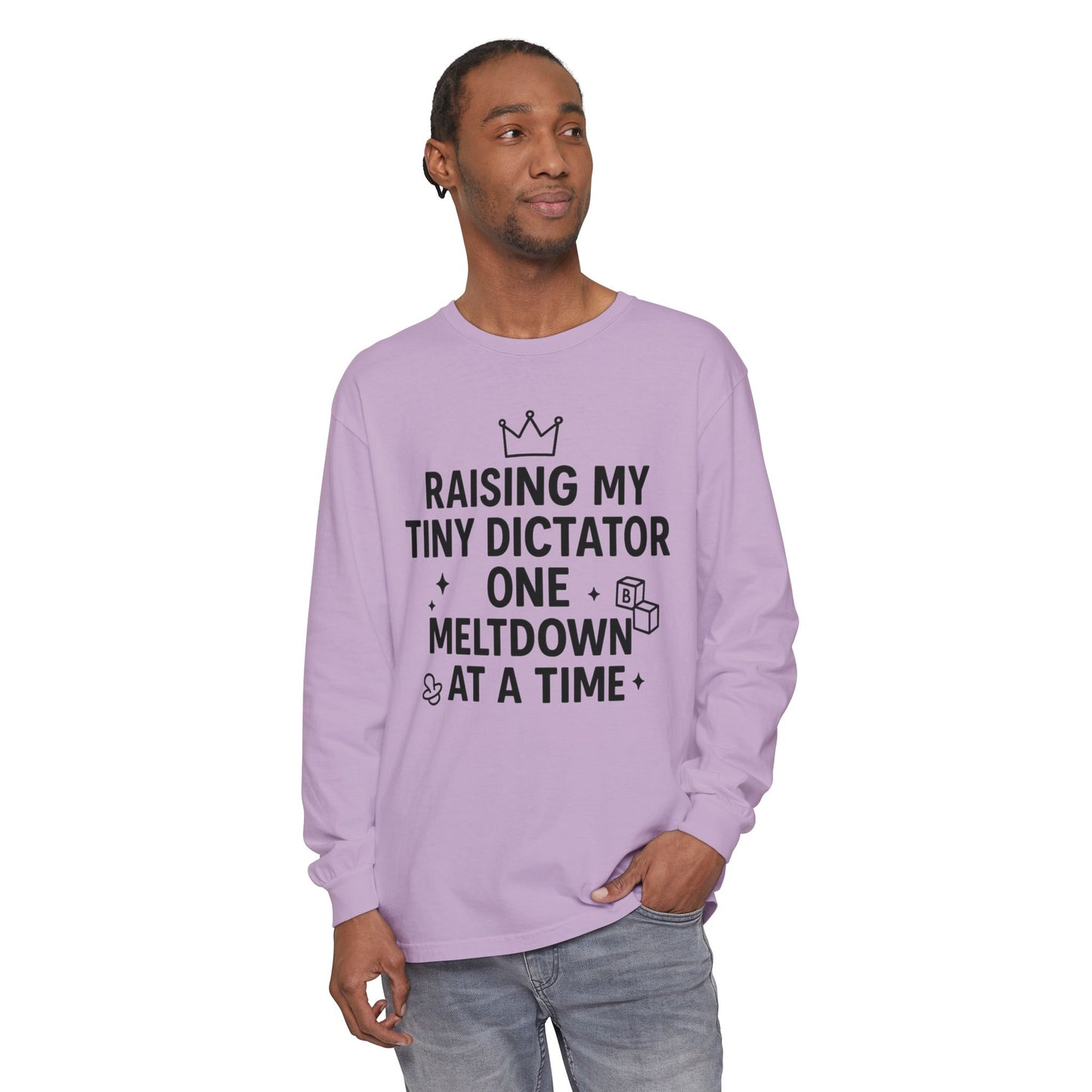 Raising My Tiny Dictator Long Sleeve T-Shirt, Gift for Moms, Parenting Humor, Funny Family Tee, Casual Wear, Baby Shower Gift