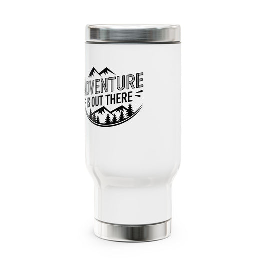 Adventure Is Out There Stainless Steel Travel Mug – 14oz Insulated Handle Tumbler