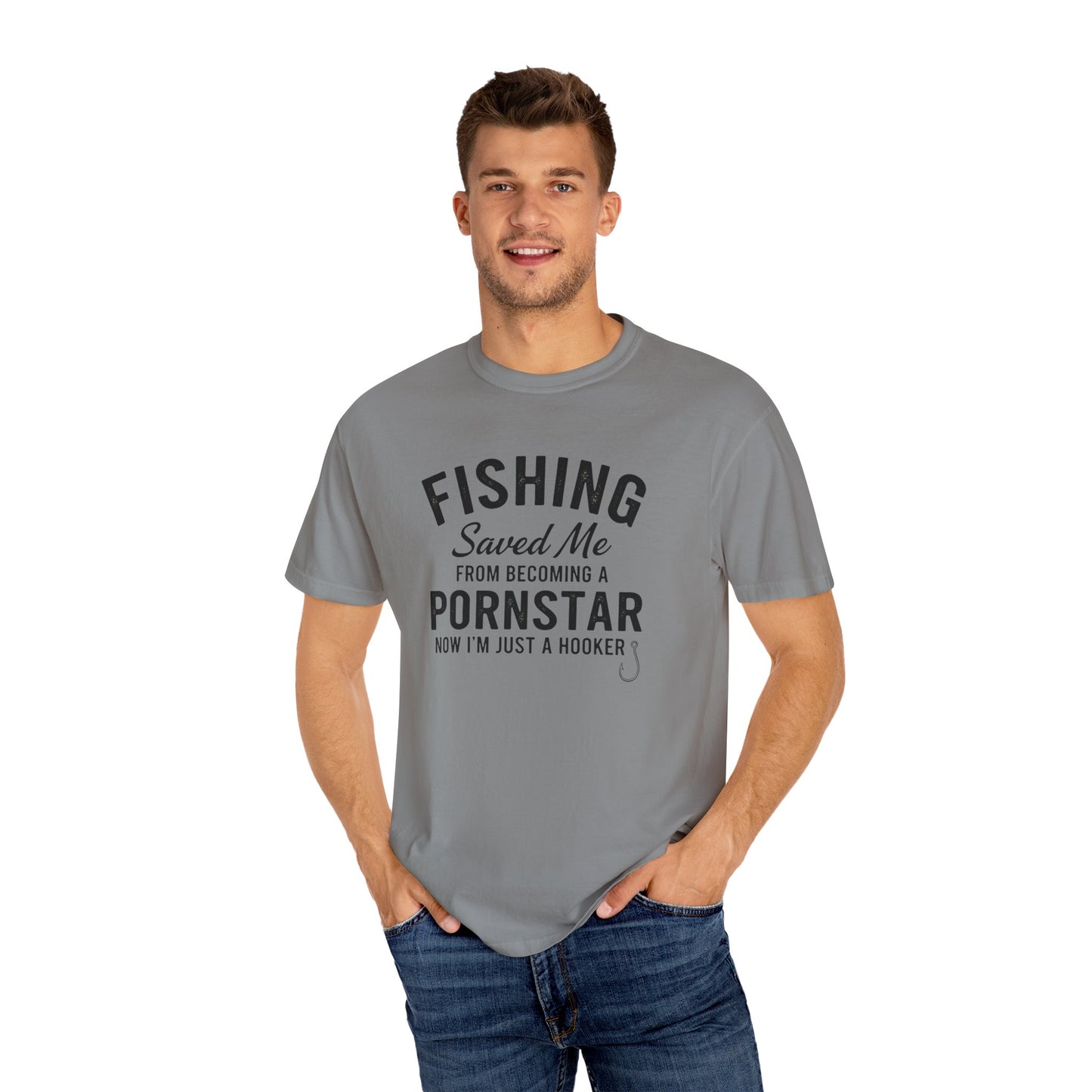 Fishing Saved Me Unisex T-shirt - I'm Just a Hooker Design