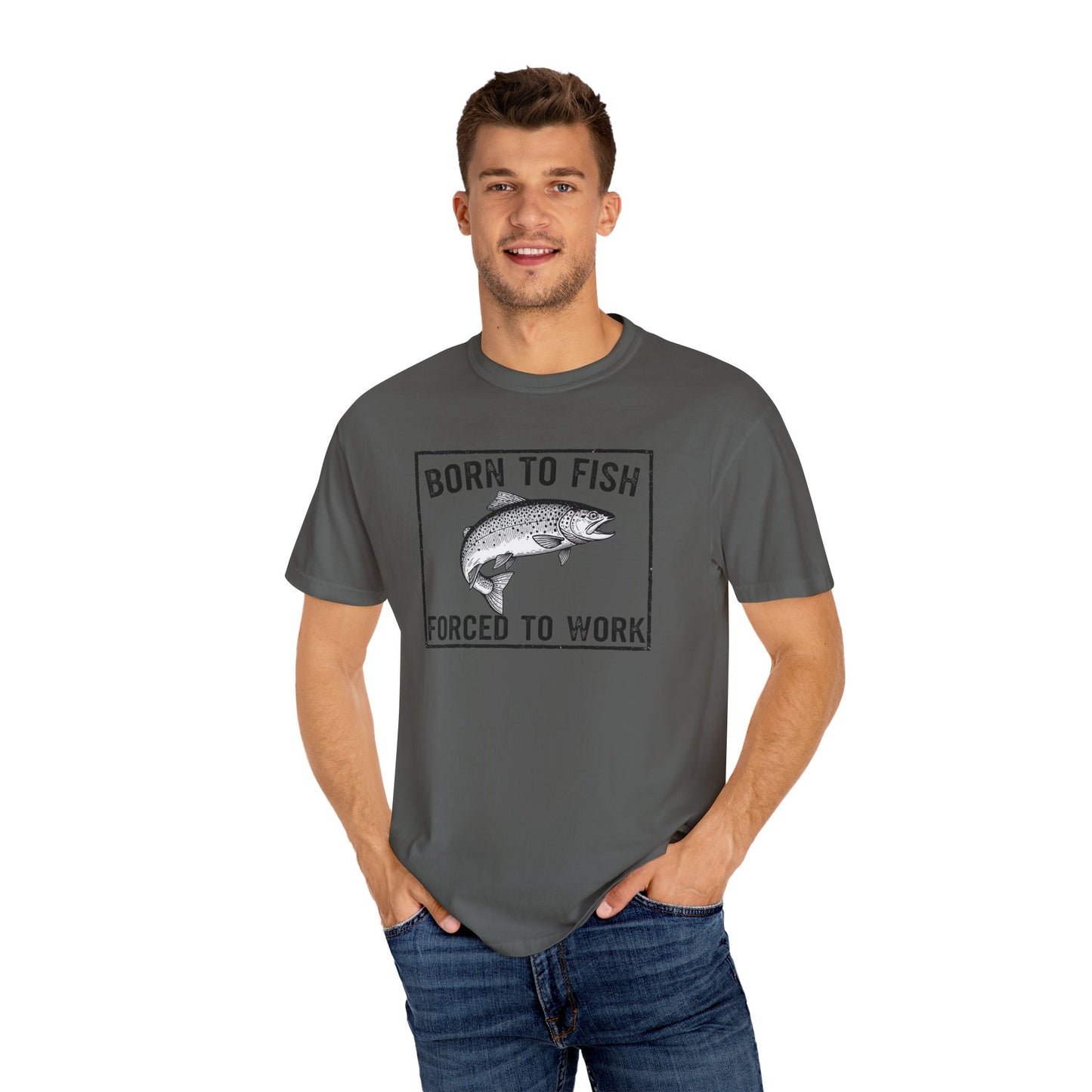 Fishing Enthusiast T-Shirt - 'Born to Fish, Forced to Work'