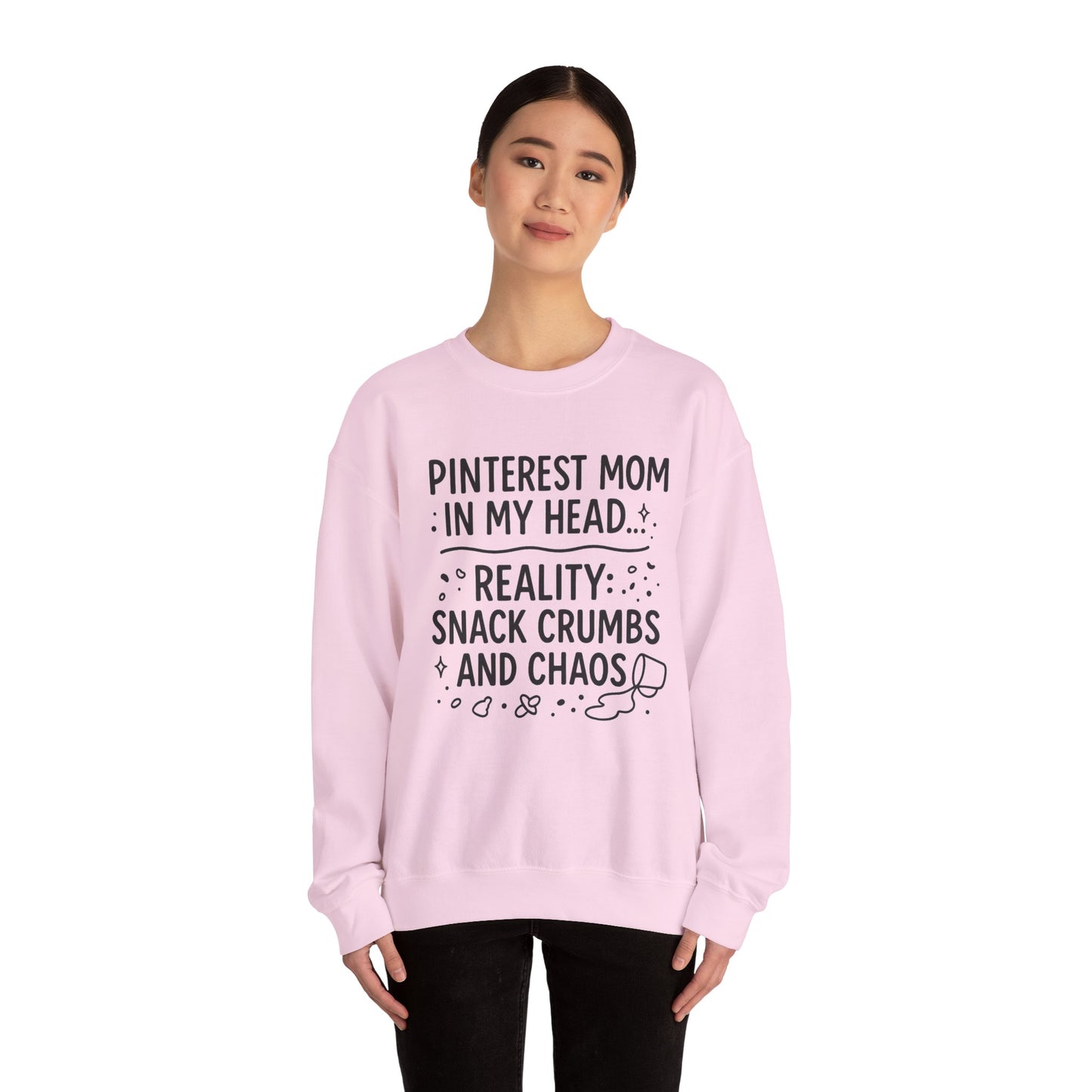 Pinterest Mom Sweatshirt - Reality Snack Crumbs and Chaos, Cozy Crewneck for Moms, Funny Gift, Casual Lounge Wear, Perfect for [...]