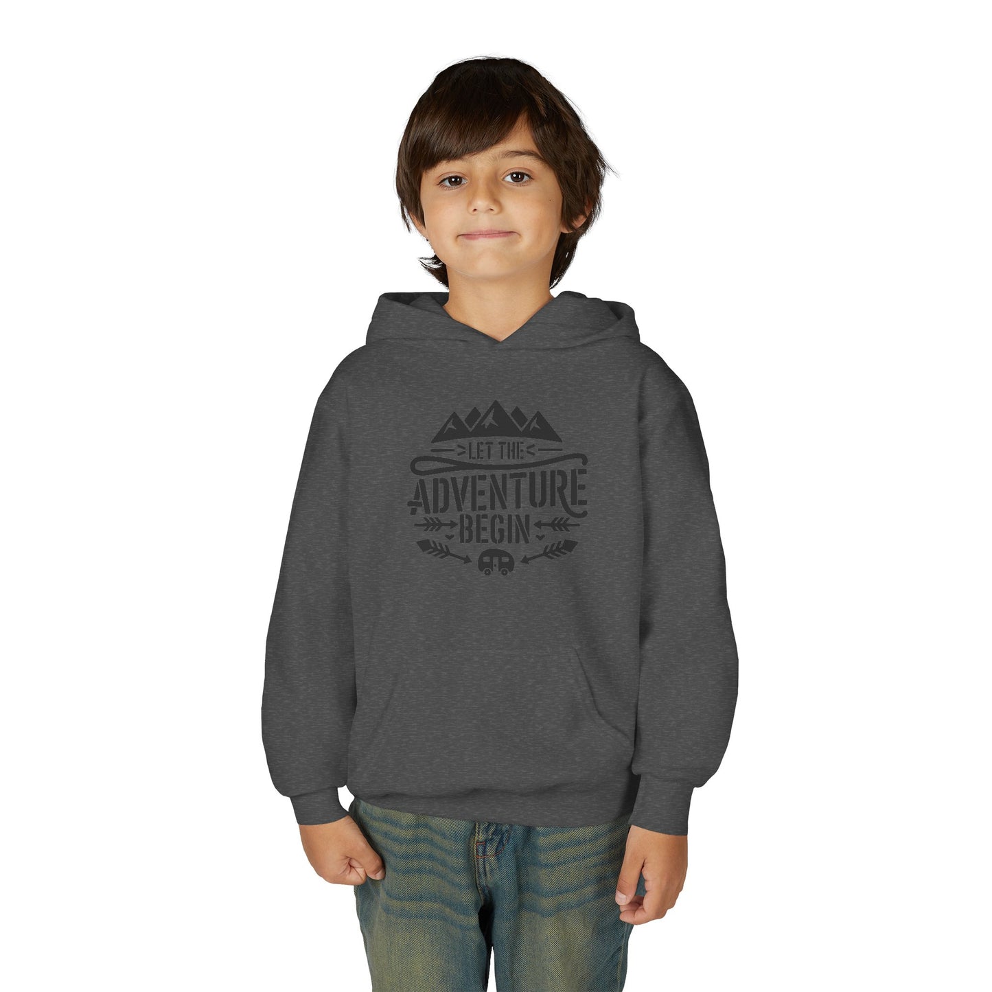 Youth Hoodie – "Let The Adventure Begin" Outdoor Graphic Sweatshirt