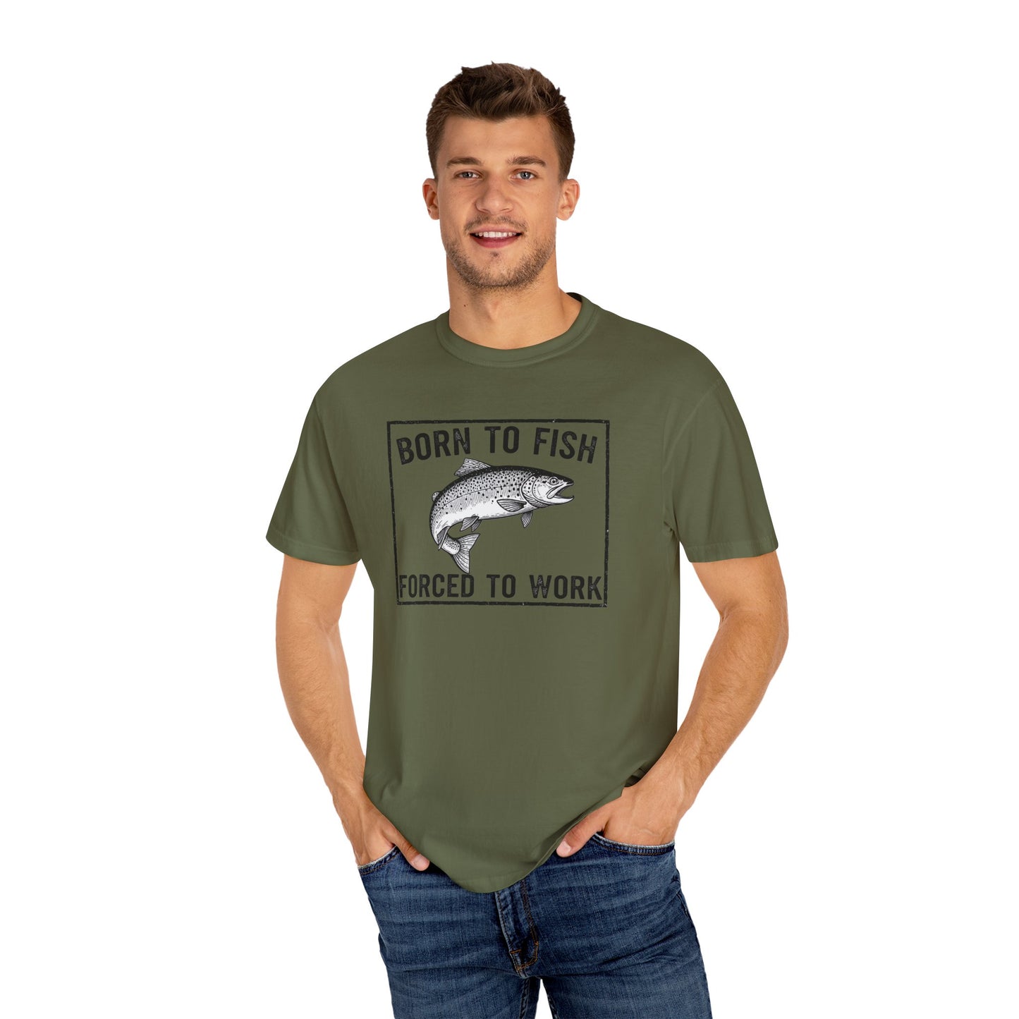 Fishing Enthusiast T-Shirt - 'Born to Fish, Forced to Work'