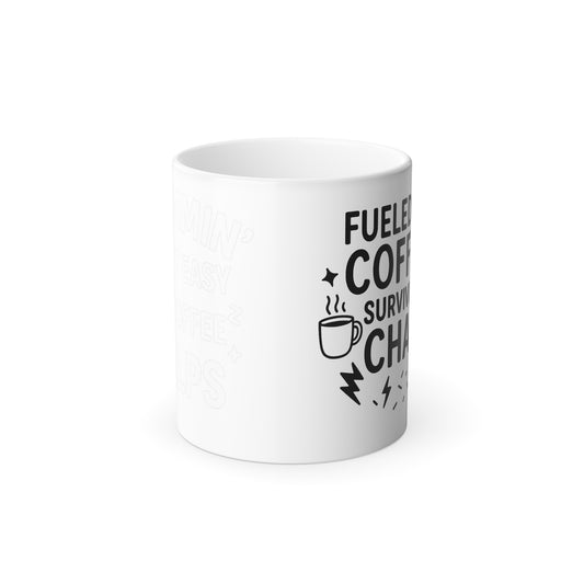 Color Morphing Coffee Mug, Fueling Coffee Survivors - Perfect Gift for Coffee Lovers, Teachers, Birthdays, Celebrations, Home Decor