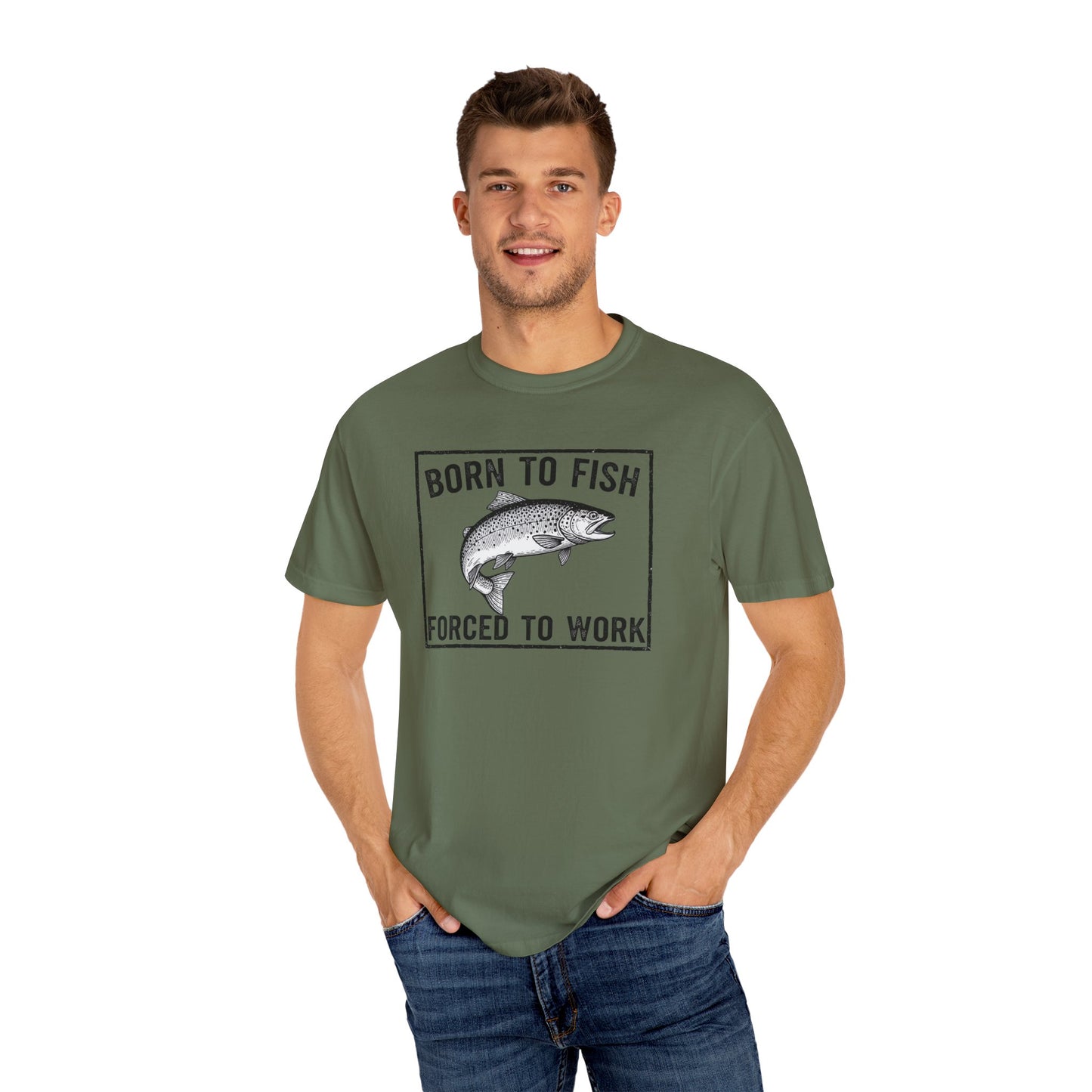 Fishing Enthusiast T-Shirt - 'Born to Fish, Forced to Work'