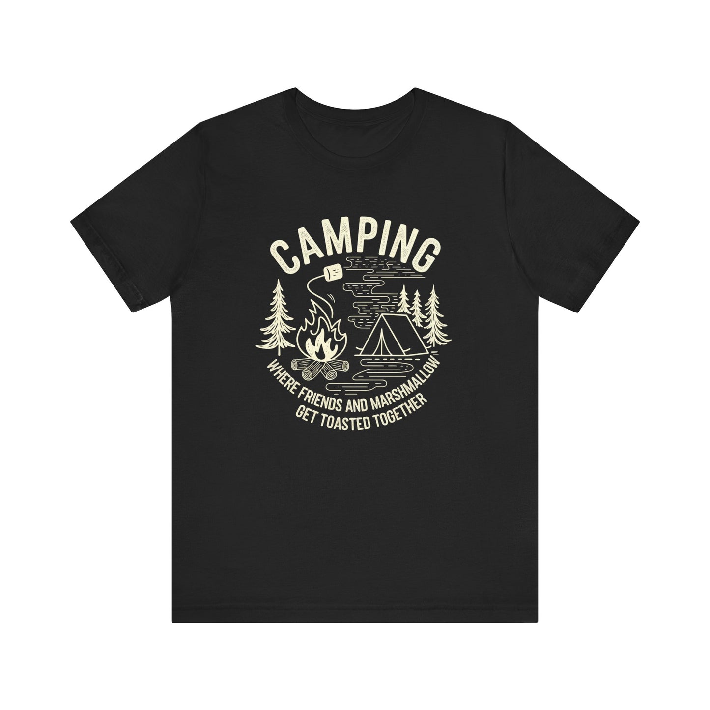Camping T-Shirt — "Where Friends and Marshmallows Get Toasted Together" Retro Campfire Tee