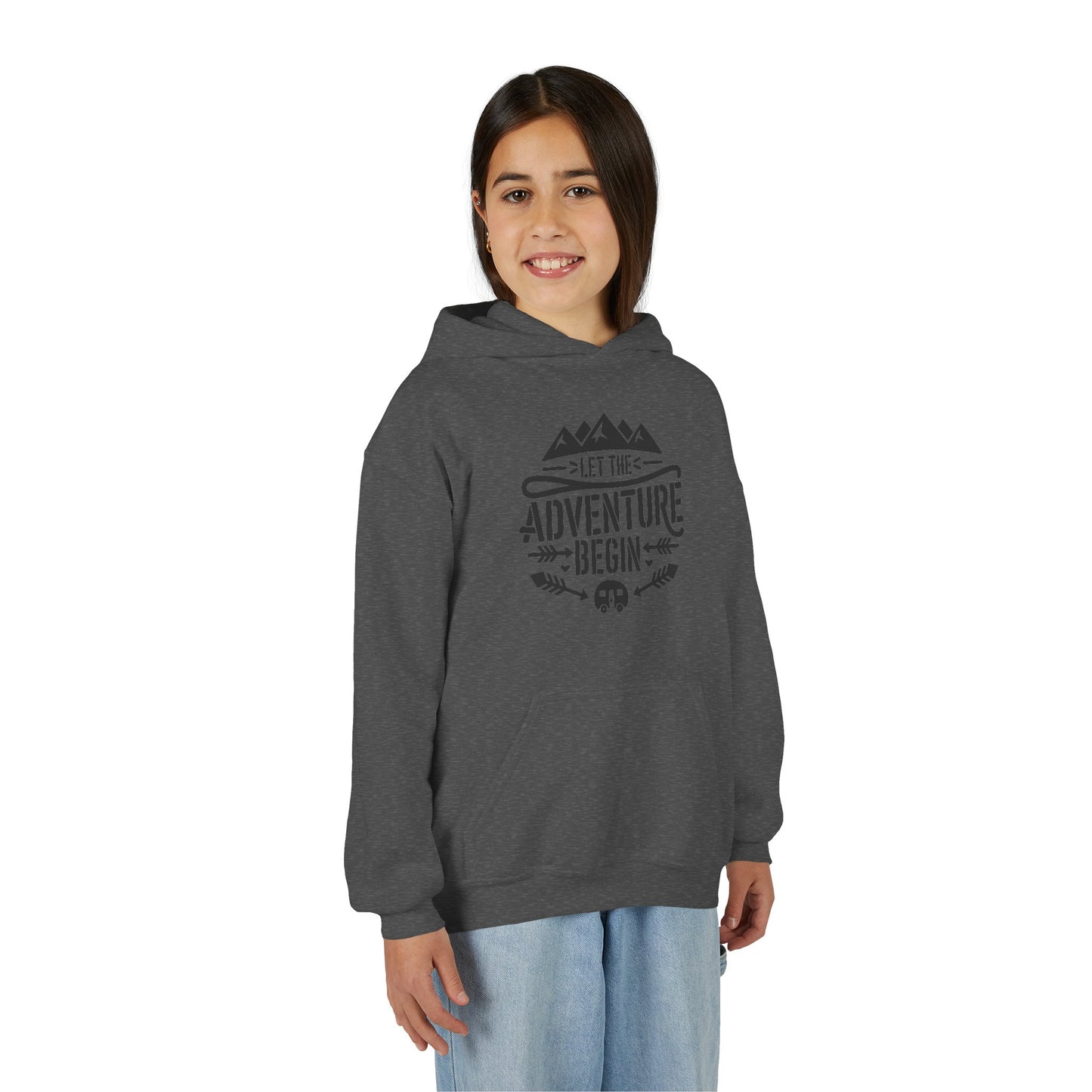 Youth Hoodie – "Let The Adventure Begin" Outdoor Graphic Sweatshirt