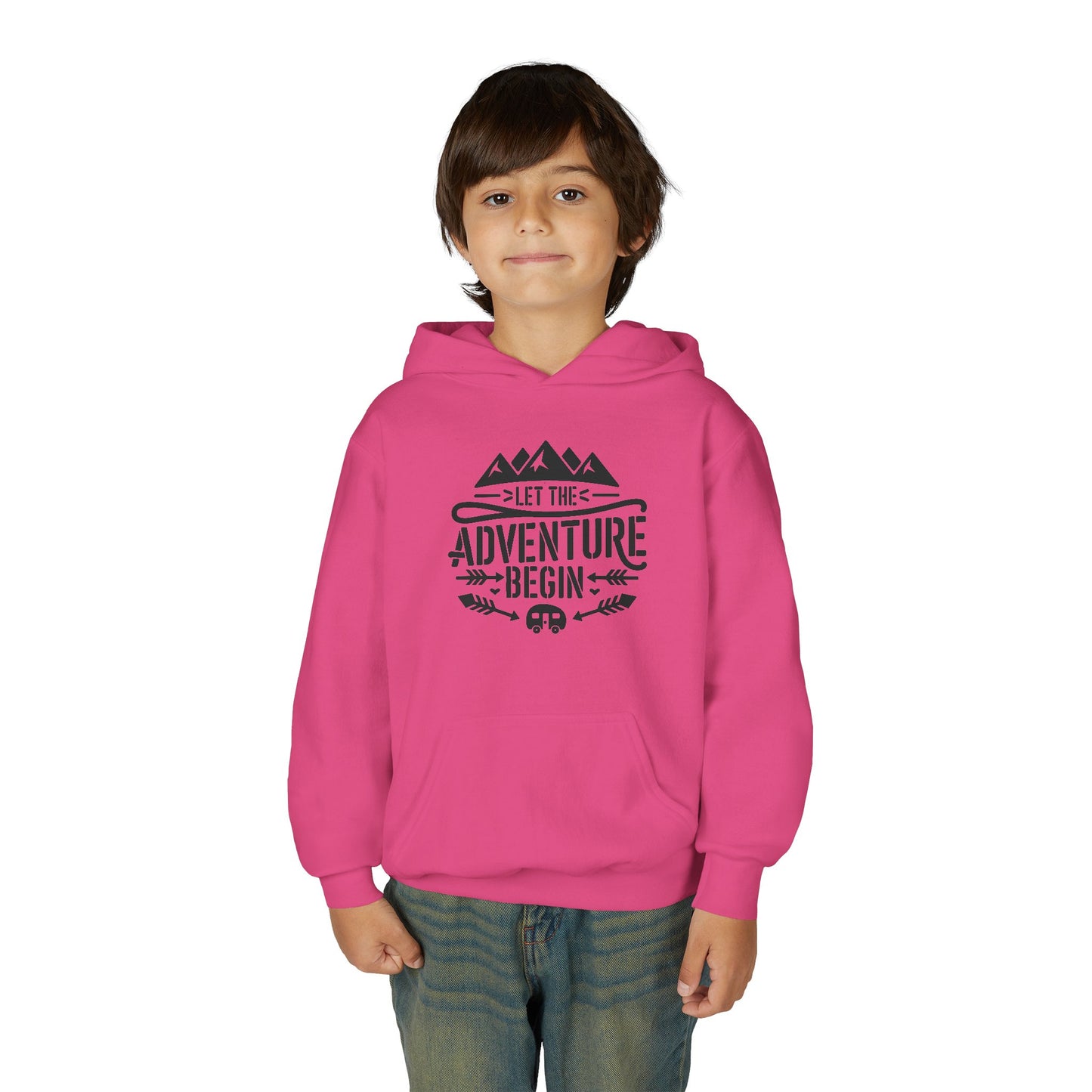 Youth Hoodie – "Let The Adventure Begin" Outdoor Graphic Sweatshirt