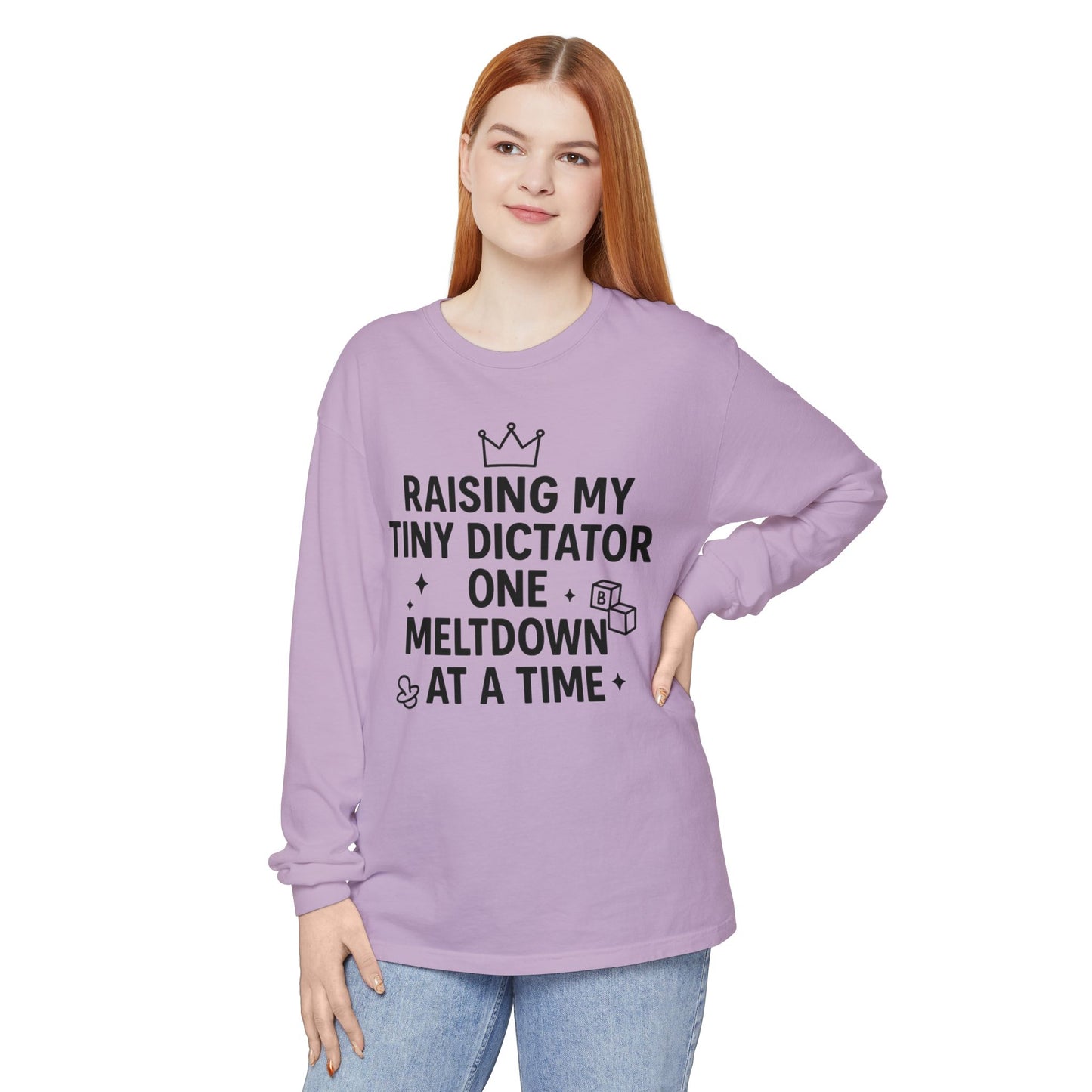 Raising My Tiny Dictator Long Sleeve T-Shirt, Gift for Moms, Parenting Humor, Funny Family Tee, Casual Wear, Baby Shower Gift