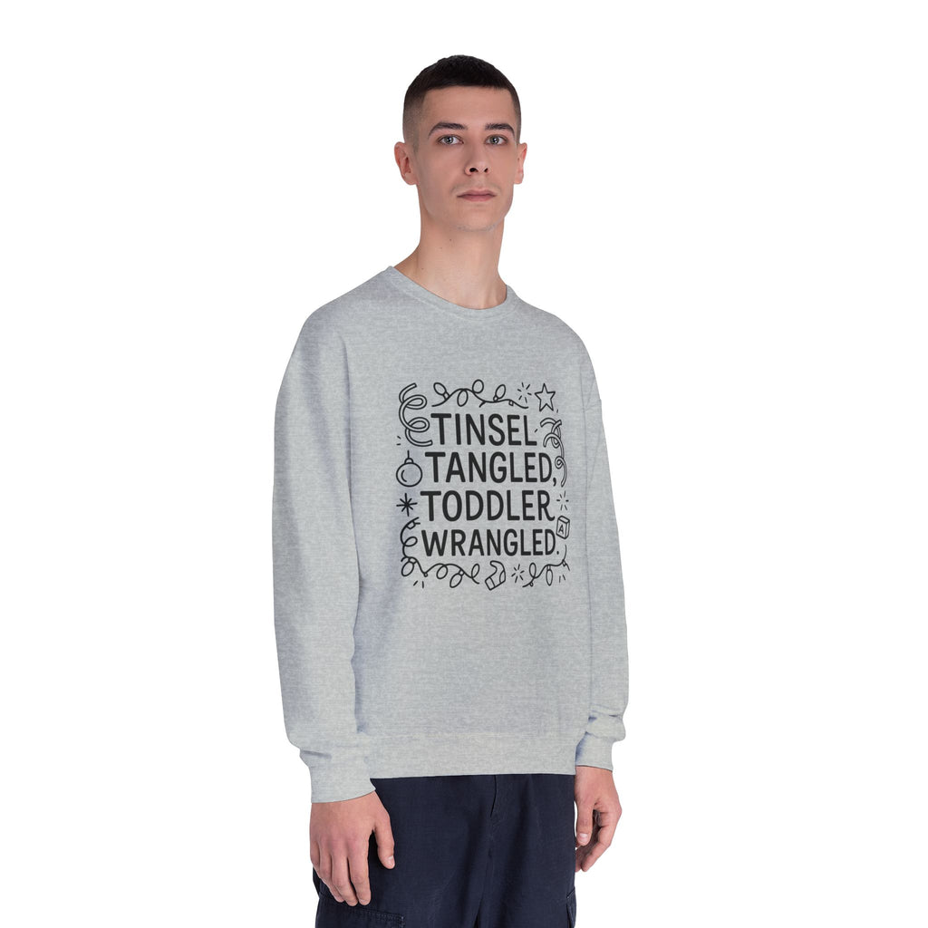 Festive Unisex Sweatshirt: Tinsel, Tangled, Toddler, Wrangled, Christmas Gift, Holiday Apparel, Cozy Wear, Family Fun