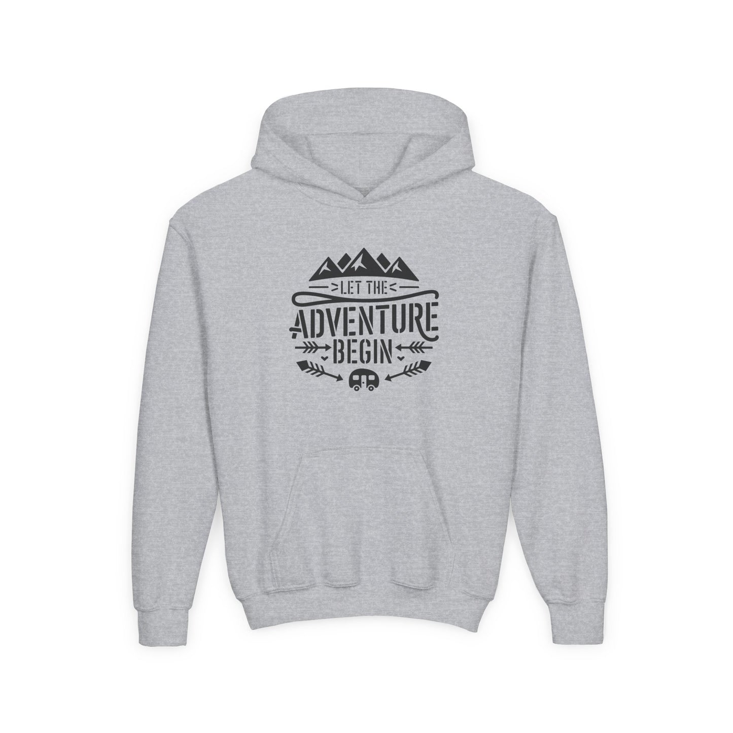 Youth Hoodie – "Let The Adventure Begin" Outdoor Graphic Sweatshirt