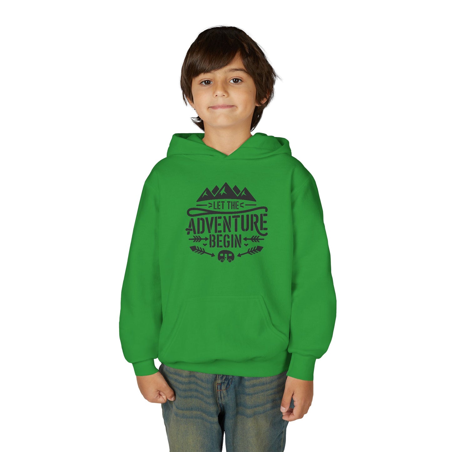 Youth Hoodie – "Let The Adventure Begin" Outdoor Graphic Sweatshirt