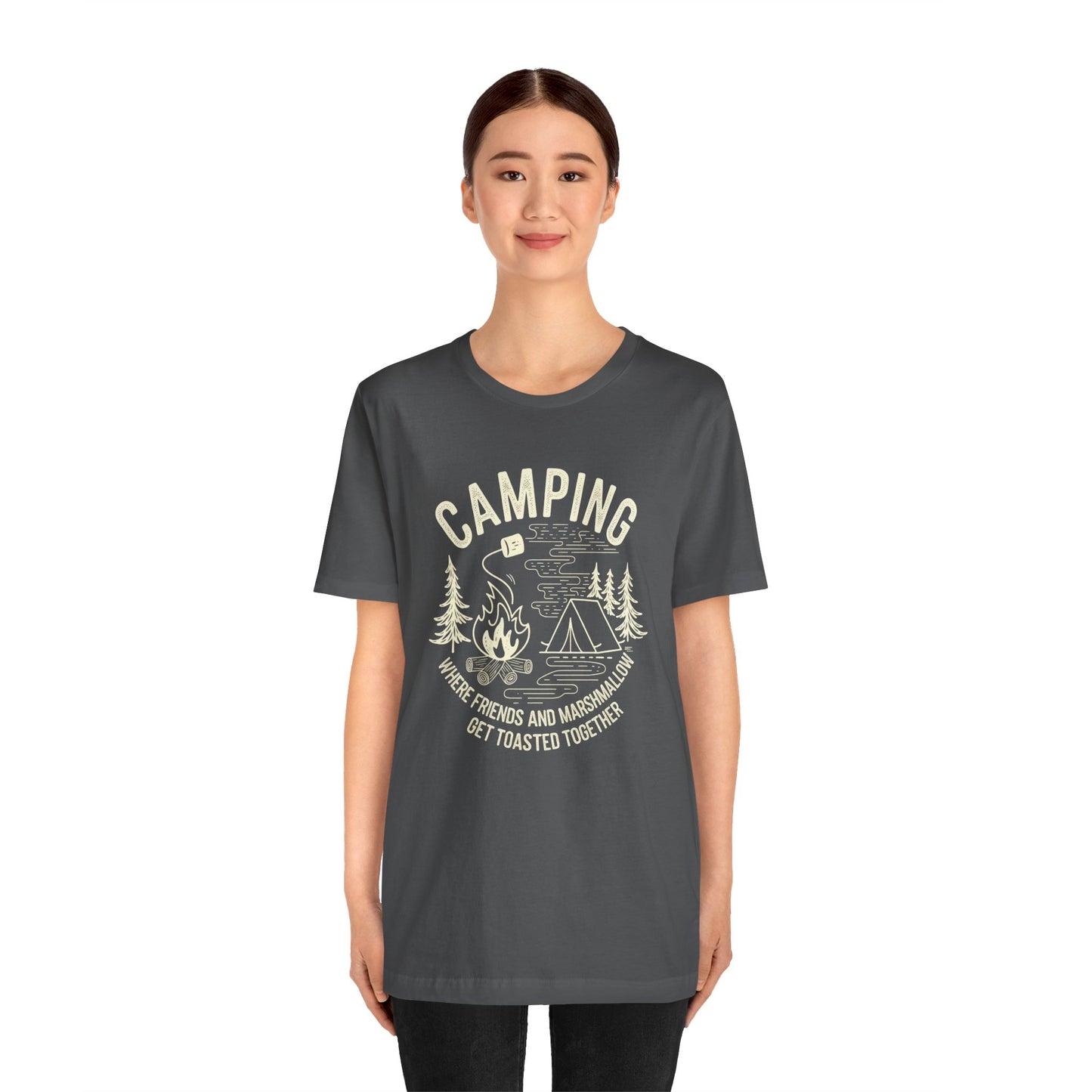 Camping T-Shirt — "Where Friends and Marshmallows Get Toasted Together" Retro Campfire Tee