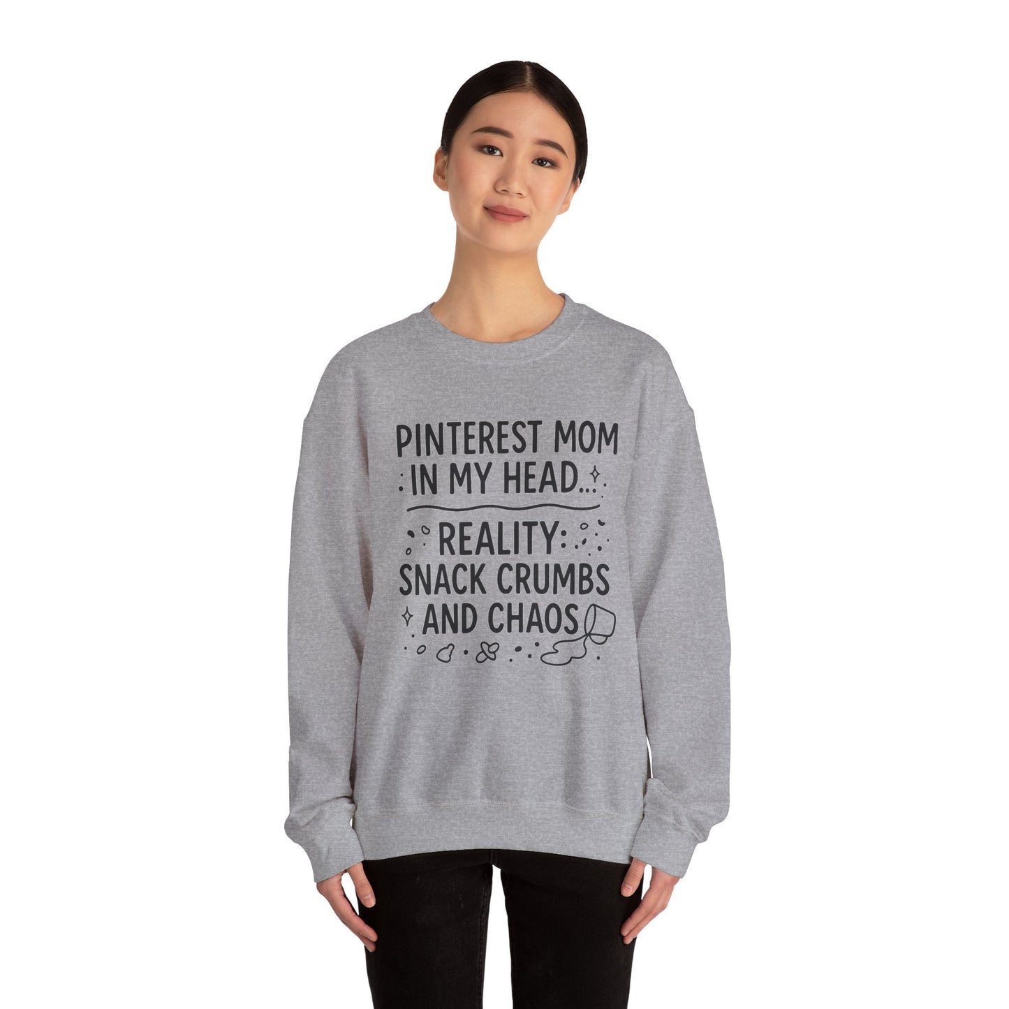 Pinterest Mom Sweatshirt - Reality Snack Crumbs and Chaos, Cozy Crewneck for Moms, Funny Gift, Casual Lounge Wear, Perfect for [...]