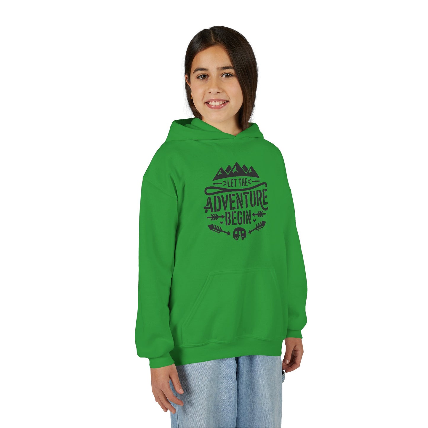 Youth Hoodie – "Let The Adventure Begin" Outdoor Graphic Sweatshirt