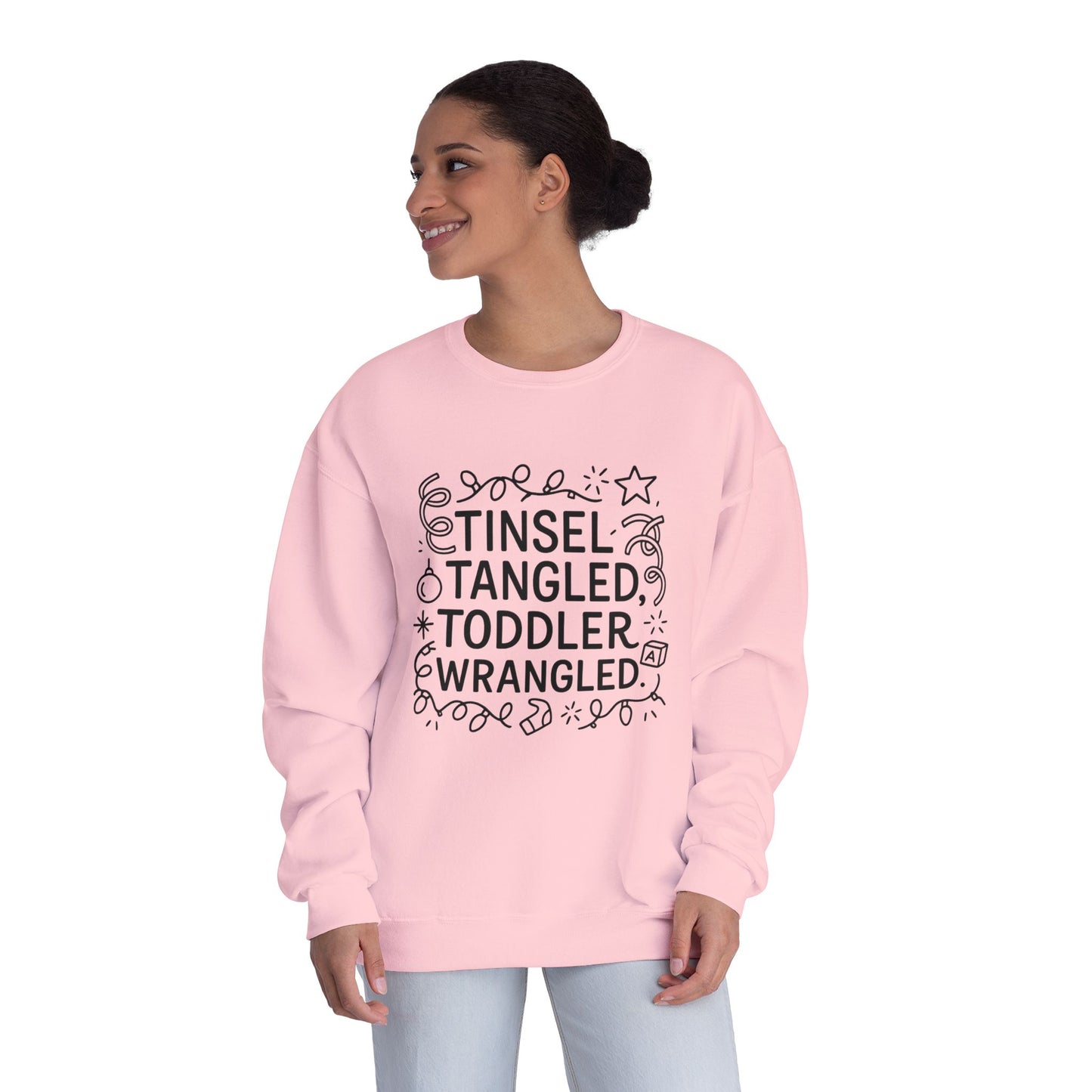 Festive Unisex Sweatshirt: Tinsel, Tangled, Toddler, Wrangled, Christmas Gift, Holiday Apparel, Cozy Wear, Family Fun