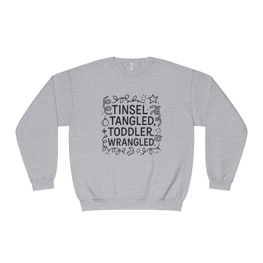 Festive Unisex Sweatshirt: Tinsel, Tangled, Toddler, Wrangled, Christmas Gift, Holiday Apparel, Cozy Wear, Family Fun