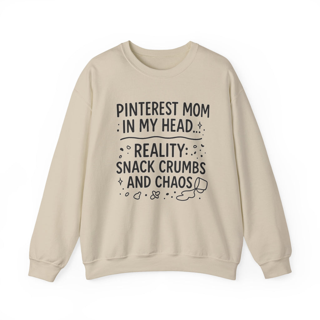 Pinterest Mom Sweatshirt - Reality Snack Crumbs and Chaos, Cozy Crewneck for Moms, Funny Gift, Casual Lounge Wear, Perfect for [...]