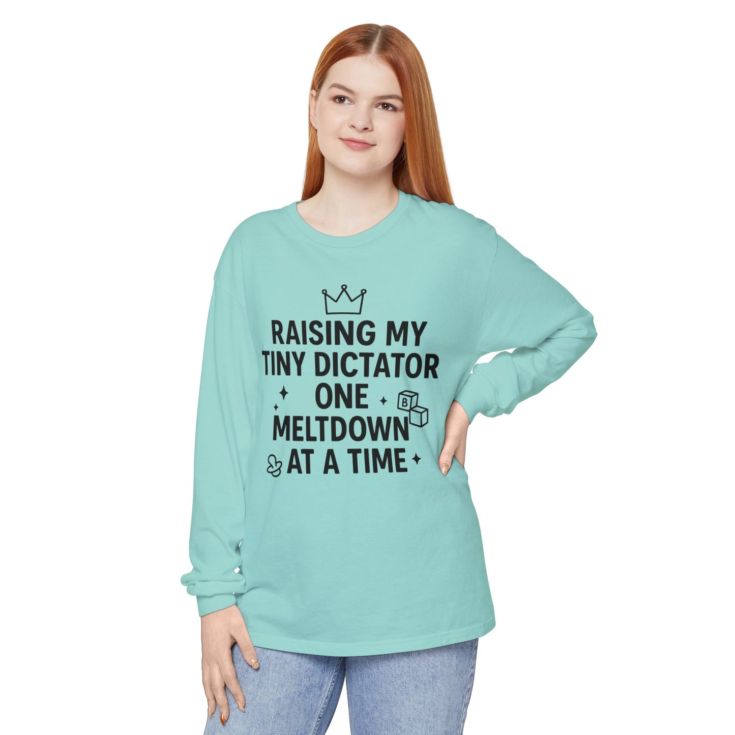 Raising My Tiny Dictator Long Sleeve T-Shirt, Gift for Moms, Parenting Humor, Funny Family Tee, Casual Wear, Baby Shower Gift