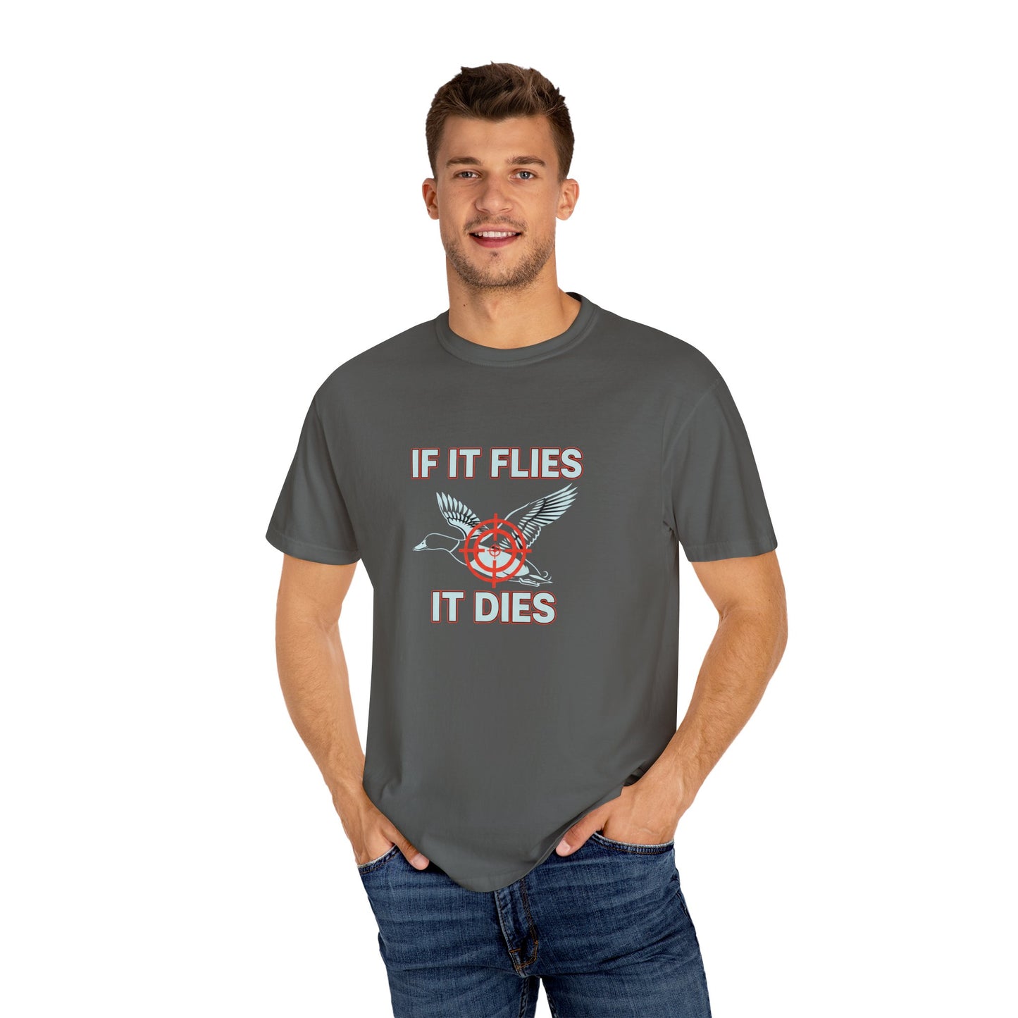 Vintage-Inspired Graphic T-Shirt "If It Flies, It Dies"