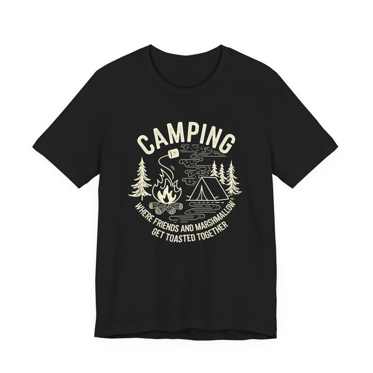 Camping T-Shirt — "Where Friends and Marshmallows Get Toasted Together" Retro Campfire Tee