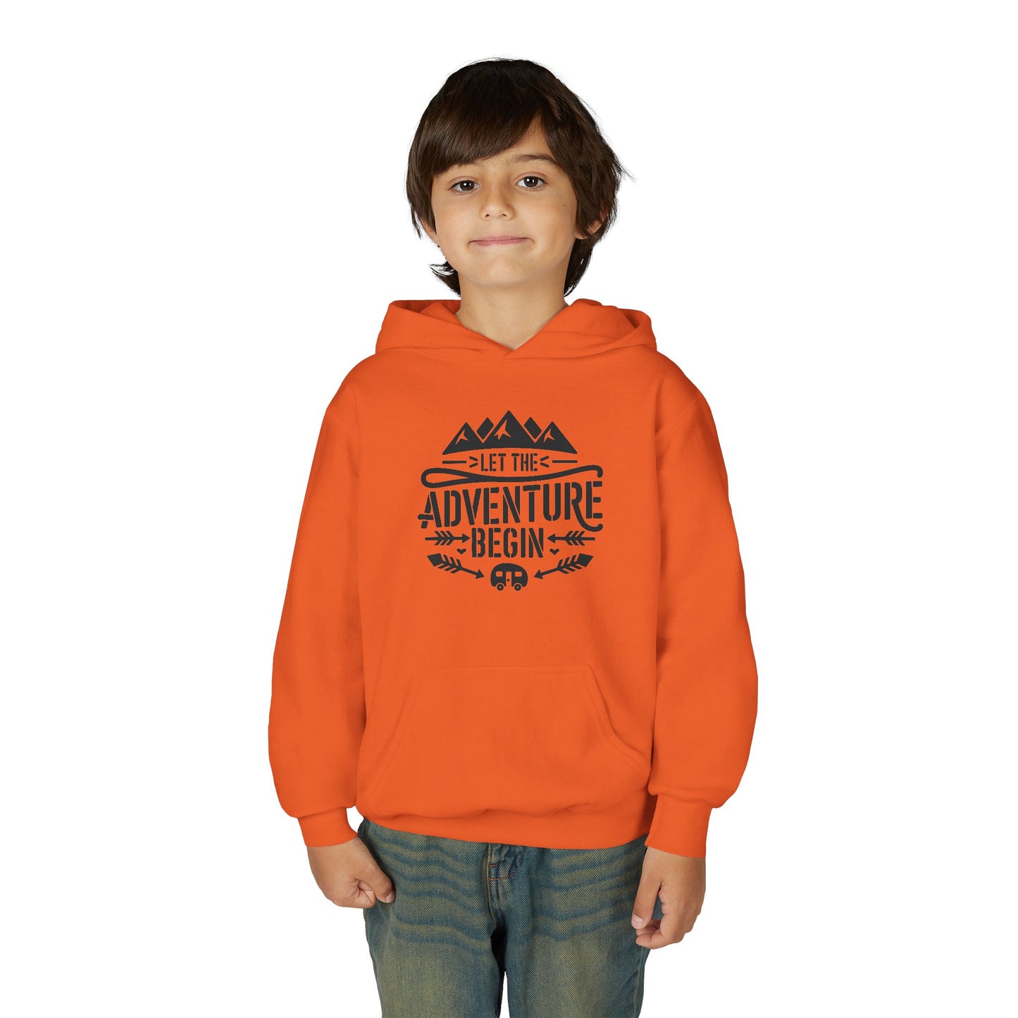 Youth Hoodie – "Let The Adventure Begin" Outdoor Graphic Sweatshirt