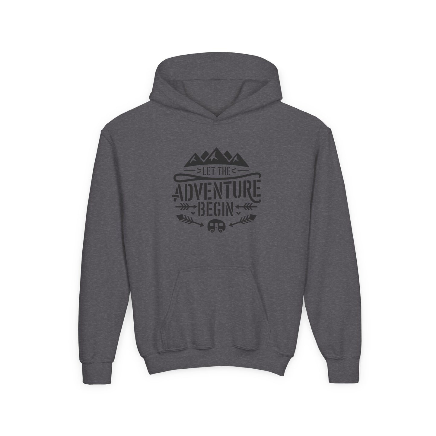 Youth Hoodie – "Let The Adventure Begin" Outdoor Graphic Sweatshirt